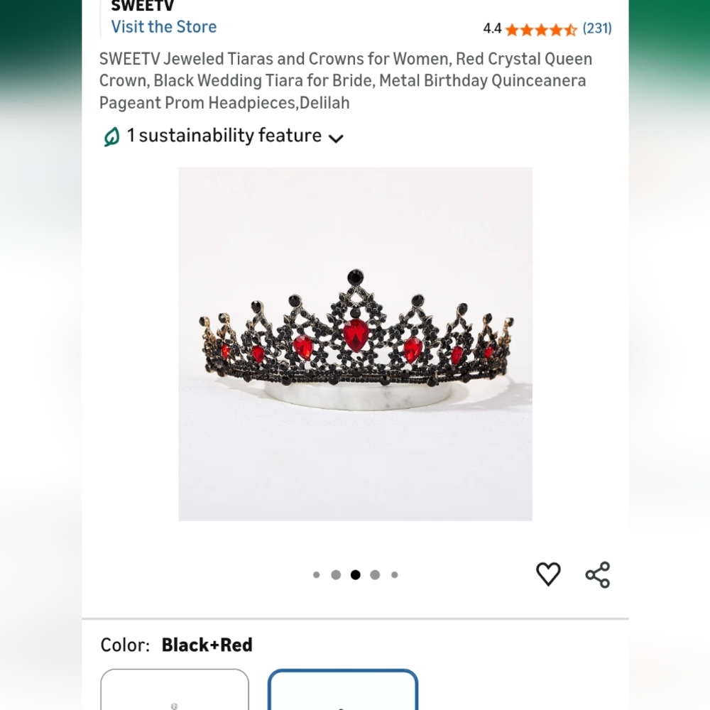 SWEETV Black and Red Tiara